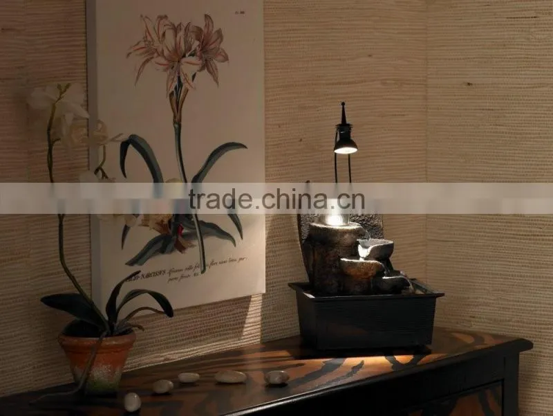 Faux Stone Table Fountain with Crystal Accent