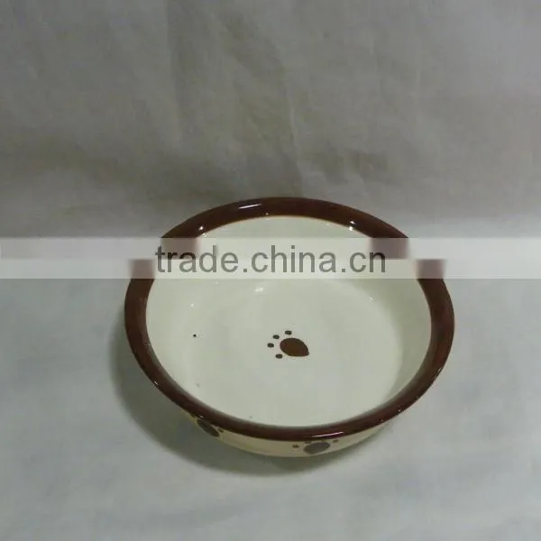 Brown Prints Ceramic Water Bowl for Pet