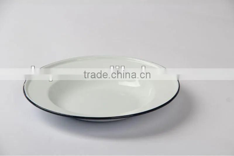 enamelware 14-26cm white porcelain enamel soup plate plain