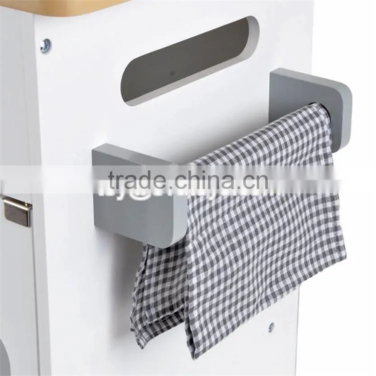 New design white kids pretend play educational toy wooden kitchen W10C278