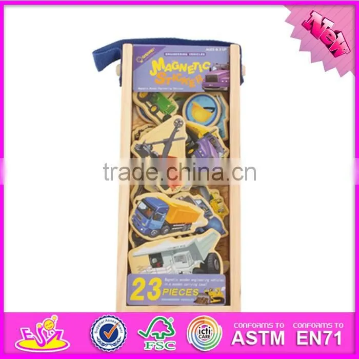 2016 new design 28 pieces kids educational toy wooden magnetic puzzles W14J001