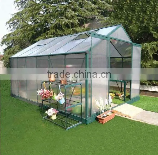10X14FT aluminum greenhouse/four windows double doors
