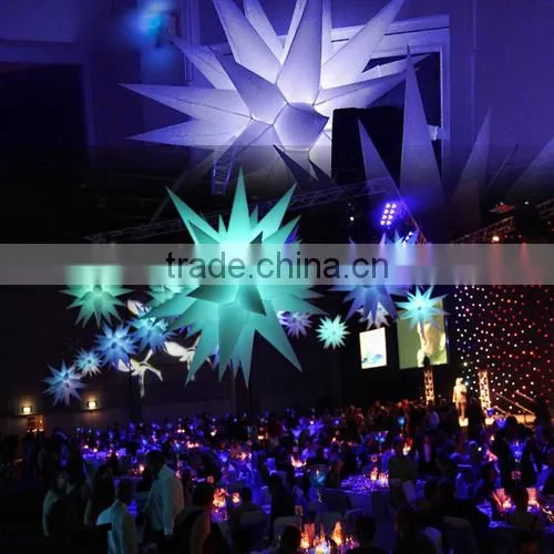 hanging inflatable lighting decoration/lighting led star for party decoration
