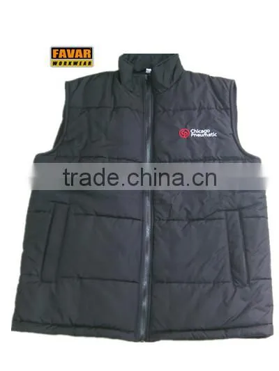 Black sleeveless polar fleece work vest for men waterproof 201T fabric
