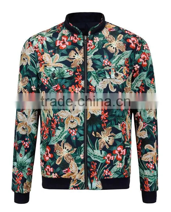 2014 New Arrival Autumn Winter full sleeve floral print fashion man jacket