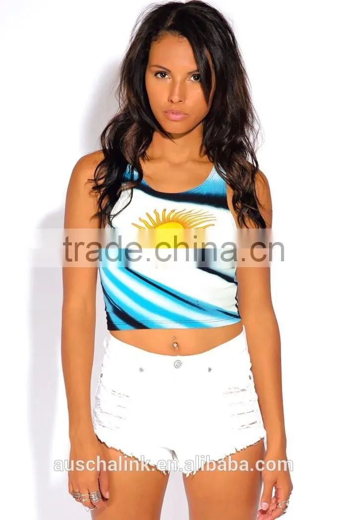 summer ladies custom flag sun graphic sexy crop tank tops