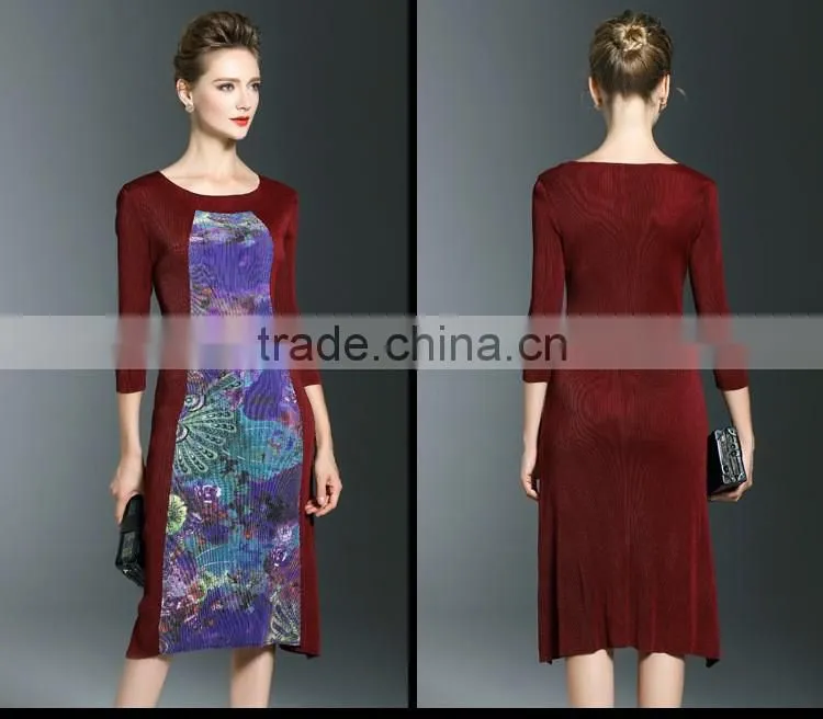 Hot design wholesale women pleated tie dye maxi dress
