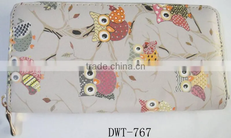 Fashion high quality PU stylish print owl wallet
