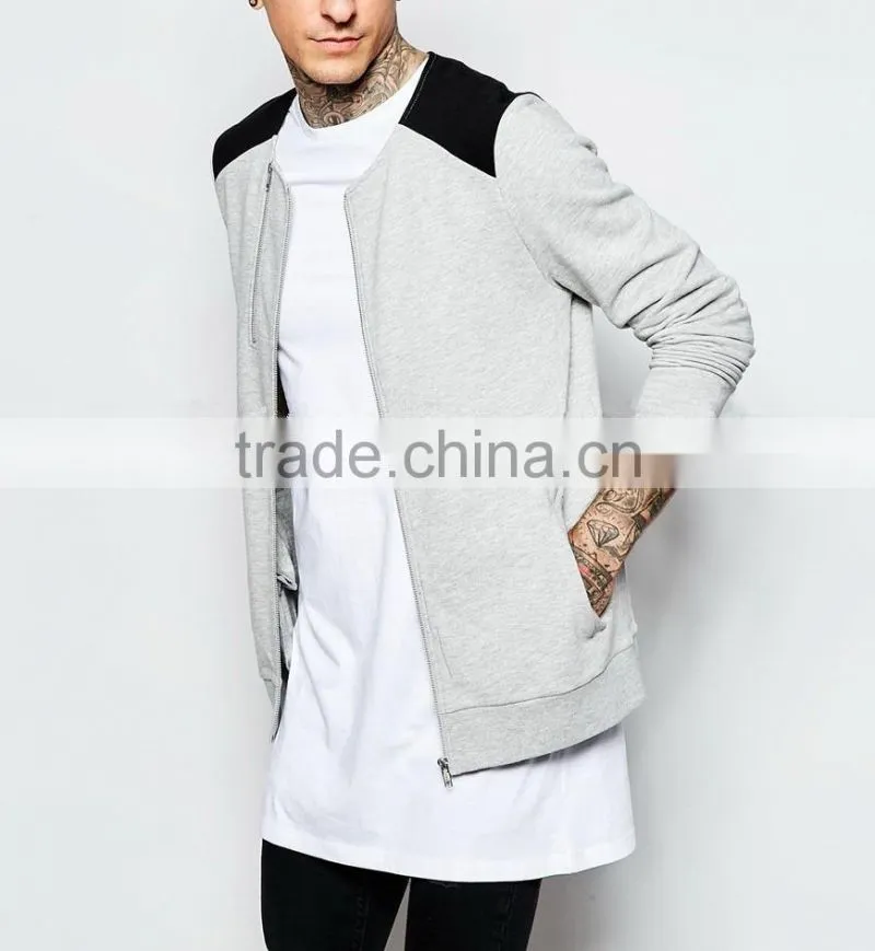OEM custom wholesale double zips streetwear man bomber jacket in jersey made in China