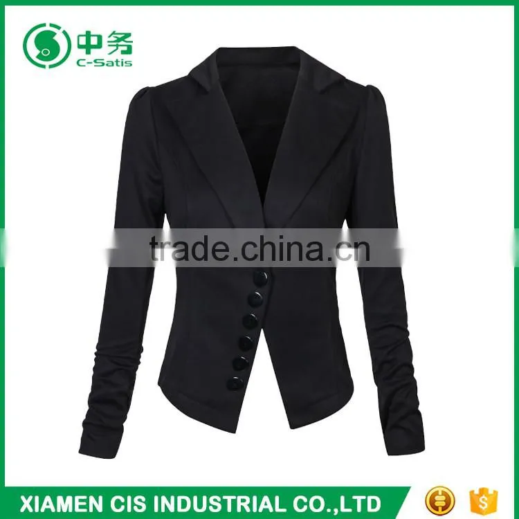 Latest Design Pure Pink Color Multi Buttons Ladies Slim Fit Blazer