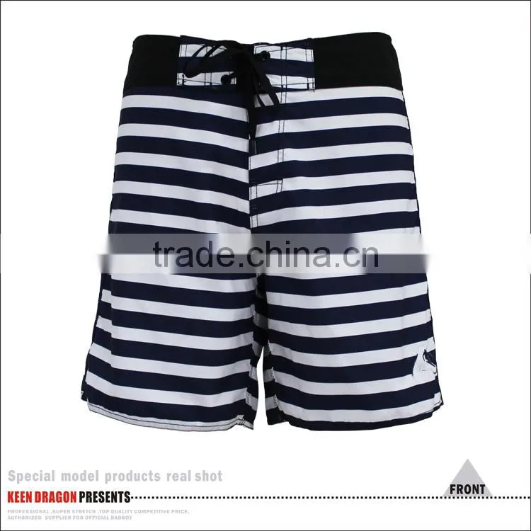 europe hot sale swim trunks 100% microfiber blue white stripe shorts