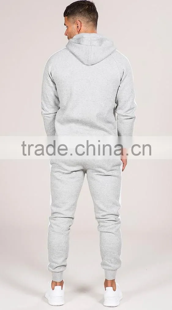 Cotton spandex gym tracksuit wholesale jogger pants with contrast white piping to slide seams