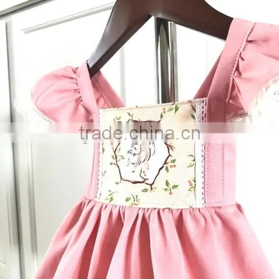 Little Girls Easter Bunny Holiday Dress Rabbit Flutter Sleeve Lace Pink Dress