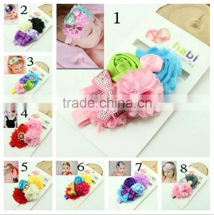 Cute baby headband infants chiffon silk big flower headband for girls accessories babies stretchy head band toddlers head wear
