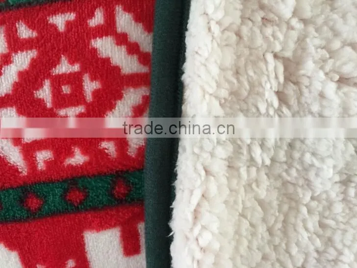Xmas Logo Pattern Printed Microfiber Sherpa Blankets