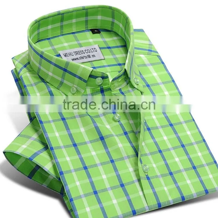 Hot selling fancy plaid design men shirt custom t shirt
