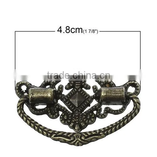 Antique Bronze Hollow Irregular Jewelry Wooden Box Pull Handle Knobs 48.0mmx24.0mm
