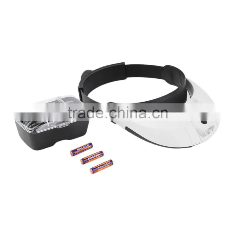 2017 Hot Selling 2 LED Headband Glasses Illuminated Magnifier Loupe Single/Bi-plate Magnifications 5 Lens