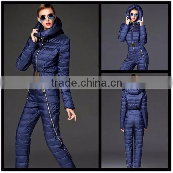 One Piece Down jumpsuits for lady Snow Wear Women's Down Coats Slim Bodysuit