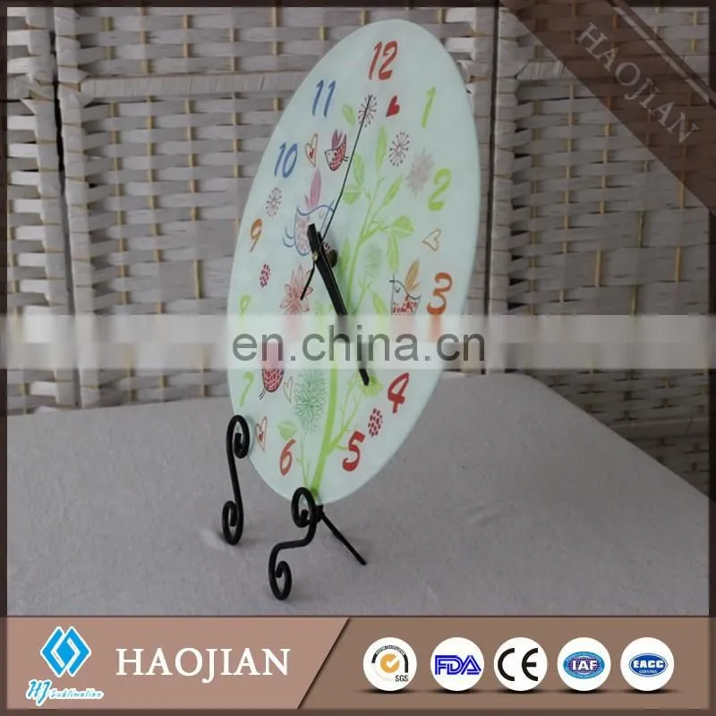 sublimation blank tempered glass clock face,smooth surface with white coating ,round shanpe