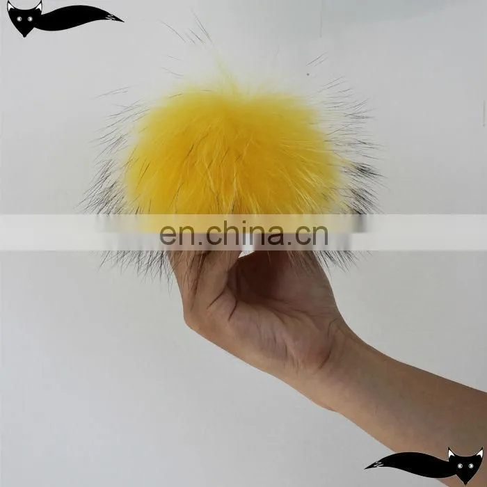 New product primrose yellow 12cm raccoon fur ball key chain