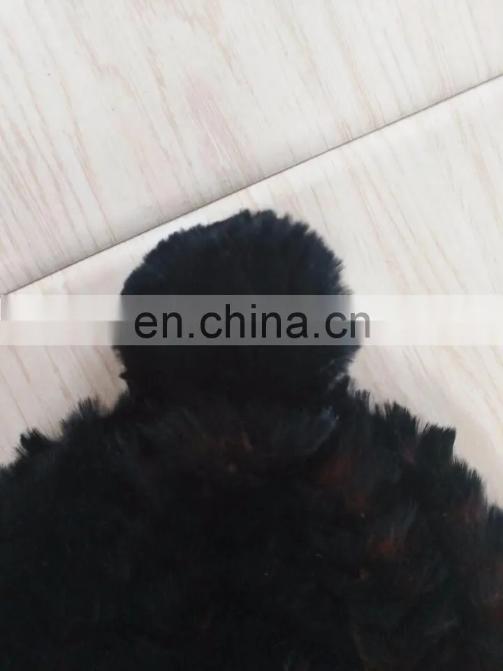 Knitted mink beanie fur tuque hat for women