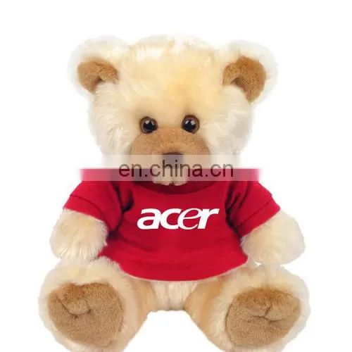 Lovely design cute stuffed plush teddy bears with canvas uniform