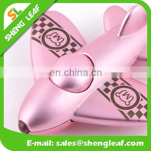 creative pink airplane shaped metal keychain for girls