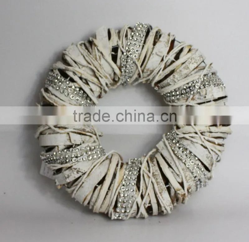 2015 New handmade decorative bich bark wreath