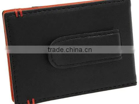 2015 fashion leather wallet hook and loop fastener