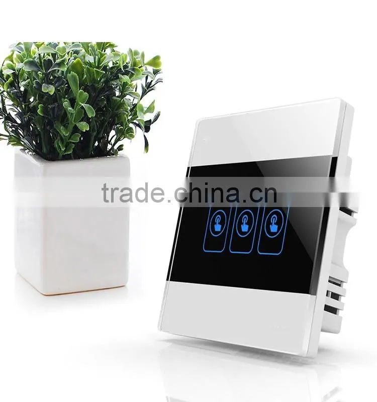 3 Gang Crystal Glass Panel Electronic Touch Smart Home Switch