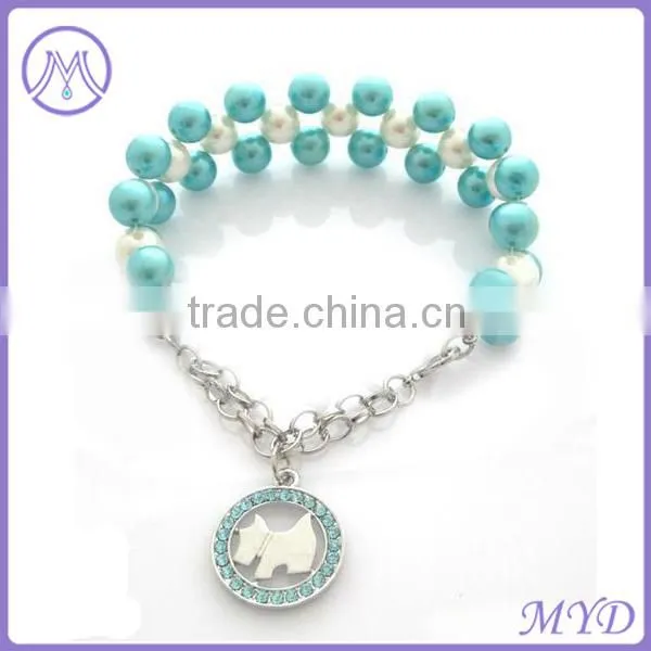 Wholesale Pearl Pet jewlery Dog Jewelry Rhinestone blue Charm