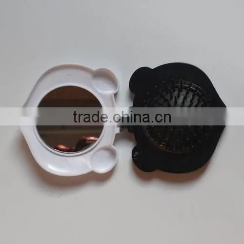 Panda shaped travel hair brush mirror