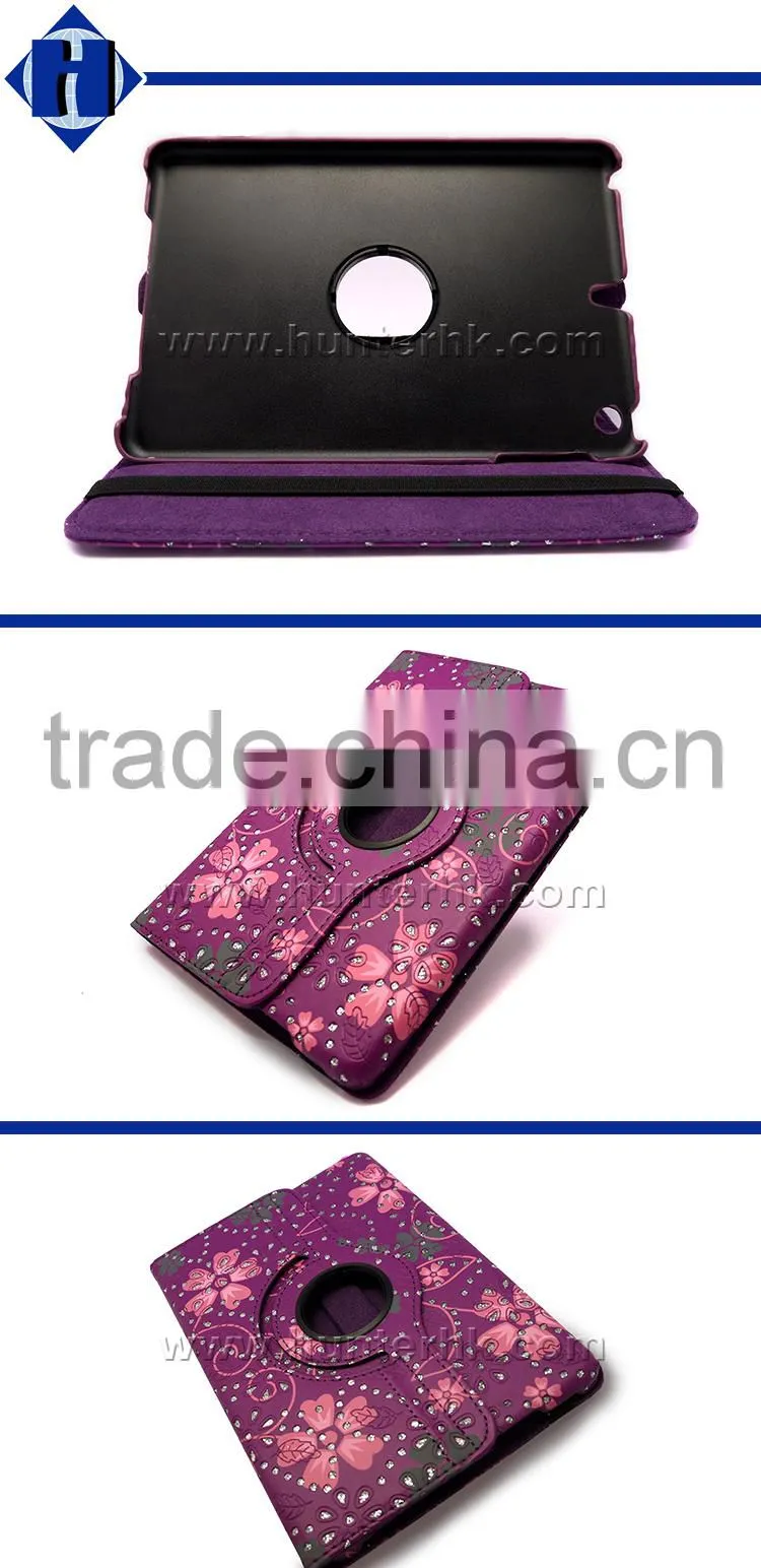 Floral Revolving Flat Computer Cover For iPad Mini