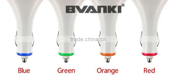 New products 2016 12v Car Battery Charger Indicator light Portable Dual Usb Car Charger with smile face free sample