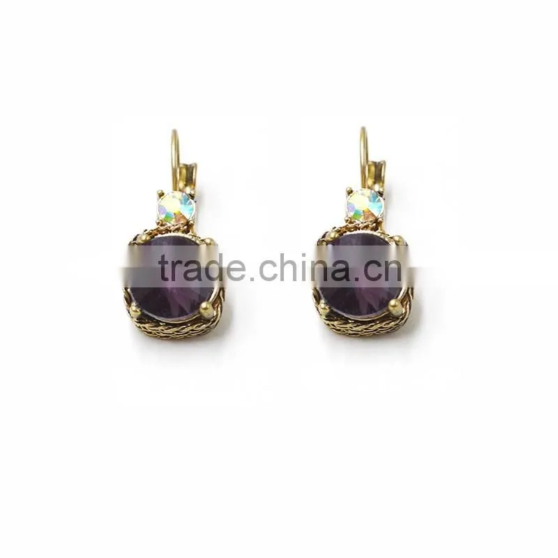 New Model Rhinestone Zircon Giold Huggie Back Dangling Hoop Earrings