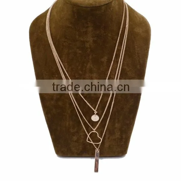 Hot Selling Womens Girls 3 Gold Tone Long Chain Alloy Charms Beads Necklace