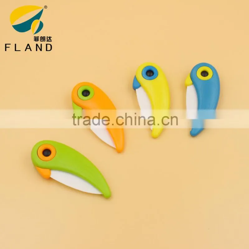 New arrival interesting colour ABS handle ceramic blade bird shaped knife