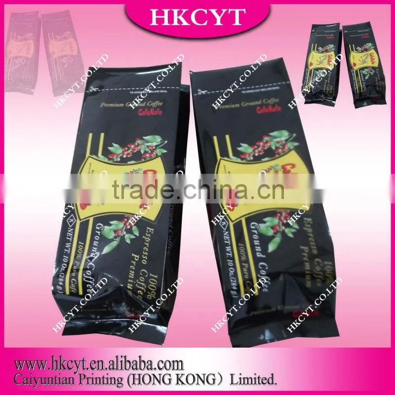 Mylar foil coffee packaging bag with valve
