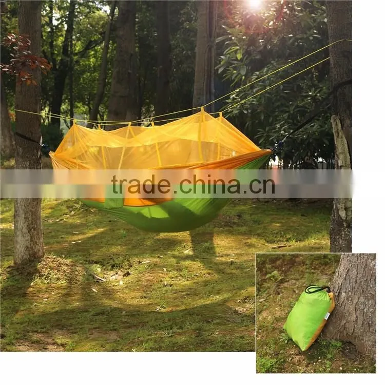 Nylon Fabric Travel Portable Camping Folding Swinging Outdoor Hammocks With Mosquito Netting