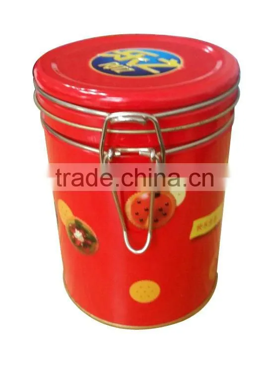 Airtight tin canister with lock