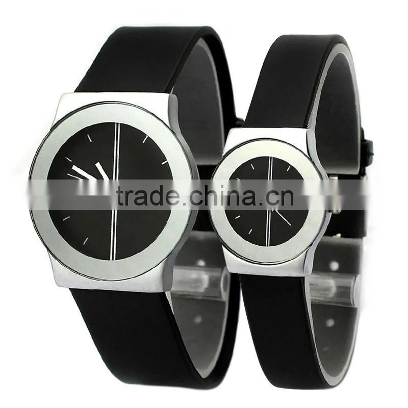 Stainless steel water resistant leather band couple factory watch
