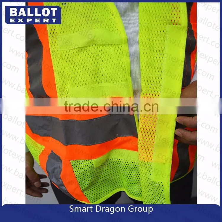 China Mesh polyester fluorescent fabrics inexpensive journalist kids vest