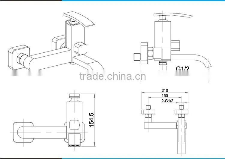 New Wall Mounted Watermark Basin Mixer Faucet Bathroom Sink Mixer Taps