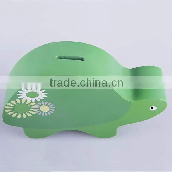 wood personalized cute tortoise money bank