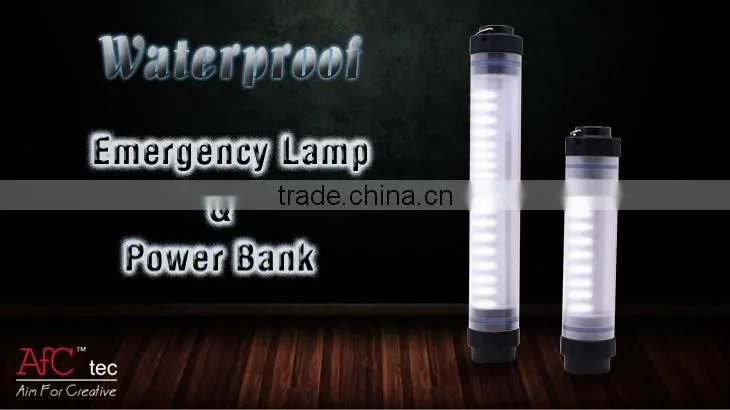 New design waterproof IP68 LED Emergency Light Torch 2600mah power bank