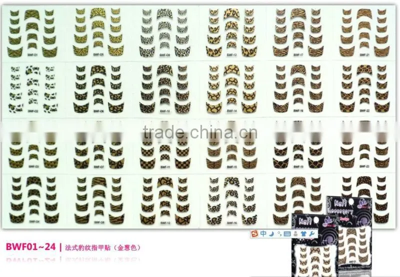12 tips nail art stickers checkerboard black and white color Nail Accessories/ high quality products made in china
