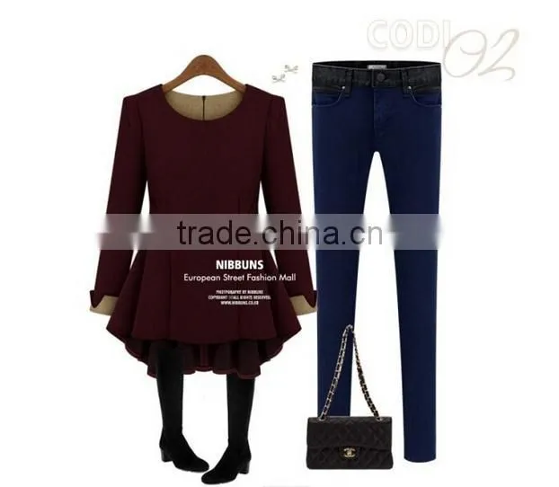 2014 new arrival long sleeve plus size wool knitted sweater for women
