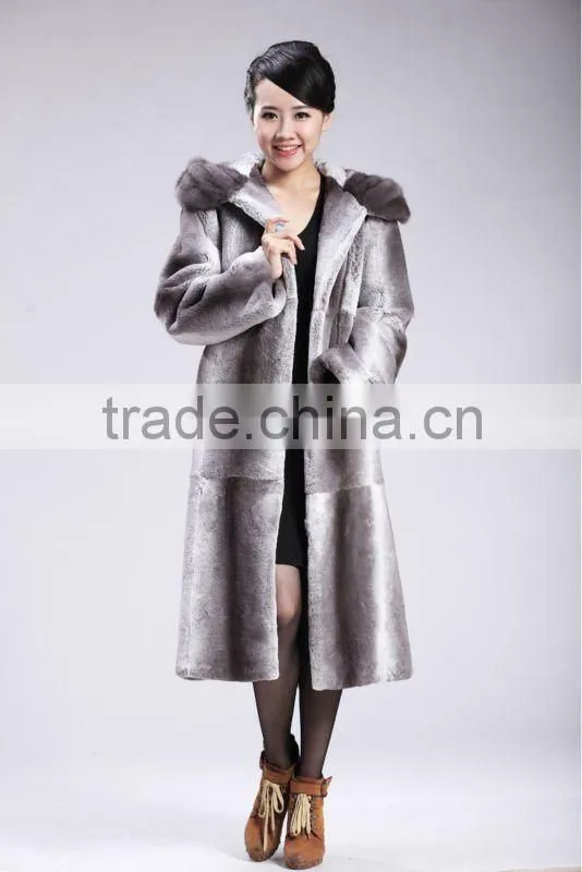 hot sell rex rabbit fur coat with unique design garment