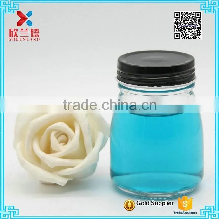 100ml clear cheap empty pudding glass milk bottle with black cap